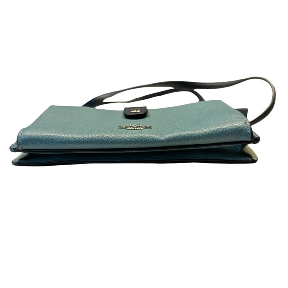 Coach Noa Pop Up Messenger Crossbody Bag in Teal and Navy Blue Pebble Leather - Picture 8 of 11